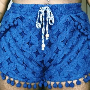 Navy blue floral/lace shorts